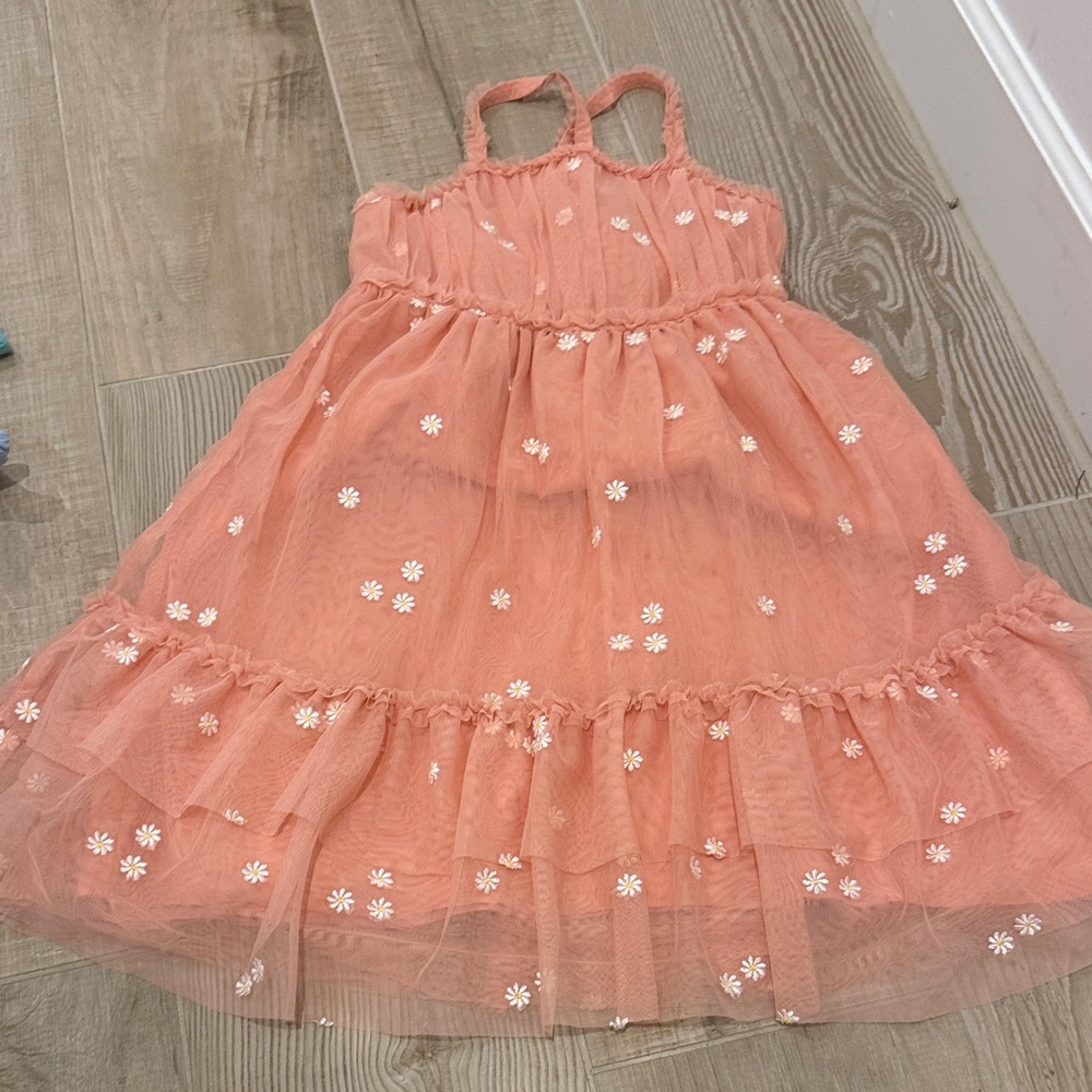 Cat & Jack Coral Pink Daisy Tulle Dress